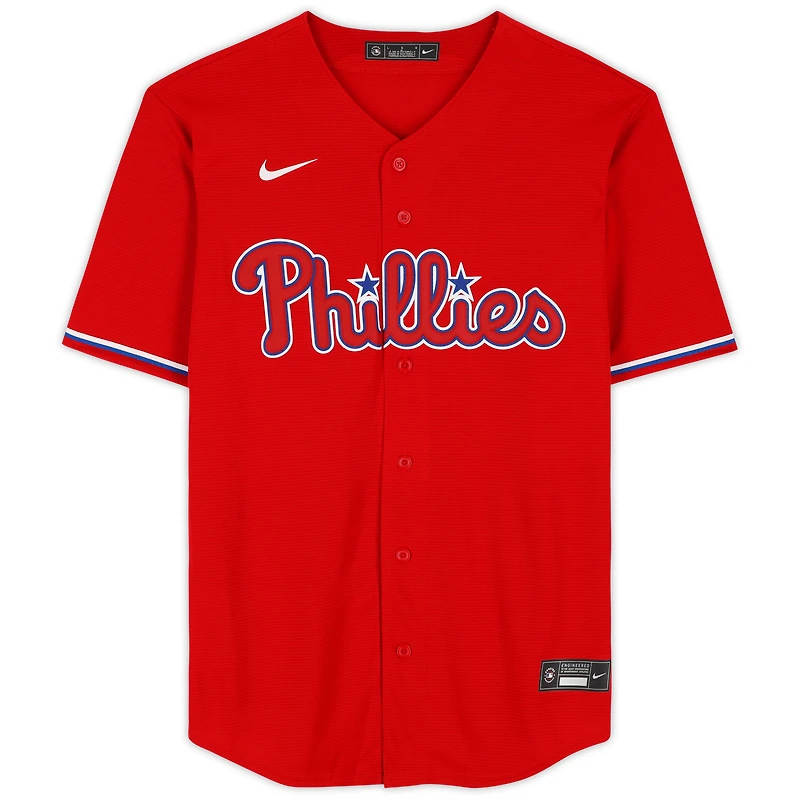 Maillot réplique Nike rouge autographié par Bryce Harper des Philadelphia Phillies