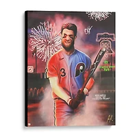 Toile originale dédicacée de Bryce Harper Philadelphia Phillies, 36" x 45" - Art de Jordan Spector - #1 de l'édition limitée 1