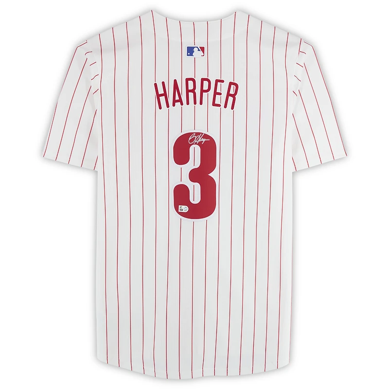 Maillot blanc Nike Limited autographié par Bryce Harper des Phillies de Philadelphie