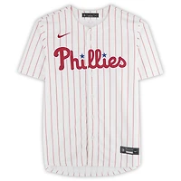 Maillot blanc Nike Limited autographié par Bryce Harper des Phillies de Philadelphie avec inscription « Go Phillies »
