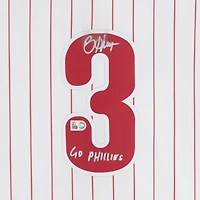 Maillot blanc Nike Limited autographié par Bryce Harper des Phillies de Philadelphie avec inscription « Go Phillies »