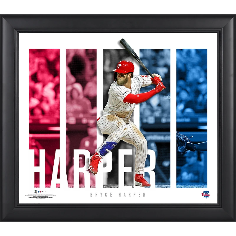 Collage de panneaux encadrés de 15" x 17" des joueurs des Philadelphia Phillies de Bryce Harper