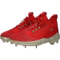 Bryce Harper, chaussures rouges Under Armour des Phillies de Philadelphie contre les Nationals de Washington, le 27 mars 2025 : 1-4, circuit, 1 but sur balles, 2 points.