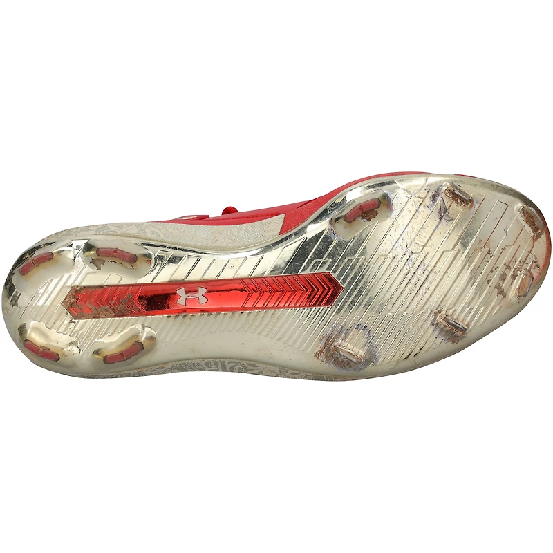 Bryce Harper, chaussures rouges Under Armour des Phillies de Philadelphie contre les Nationals de Washington, le 27 mars 2025 : 1-4, circuit, 1 but sur balles, 2 points.