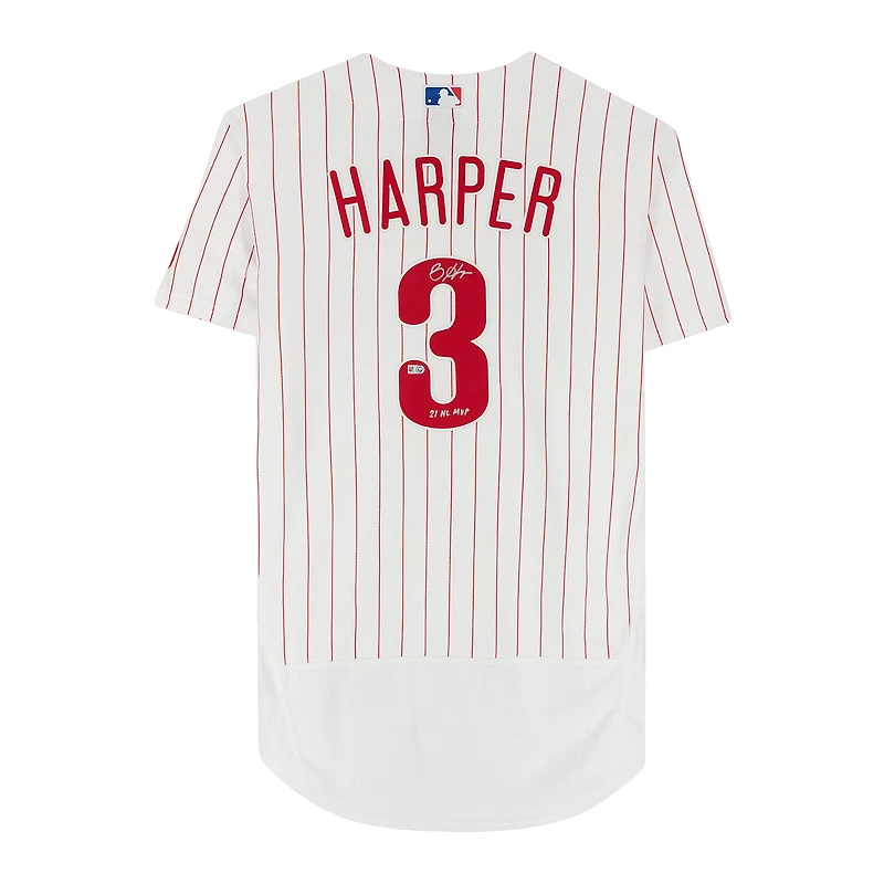 Maillot authentique Nike autographié par Bryce Harper (Phillies de Philadelphie) avec inscription « 21 NL MVP »