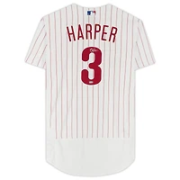 Maillot Nike authentique autographié par Bryce Harper White des Philadelphia Phillies