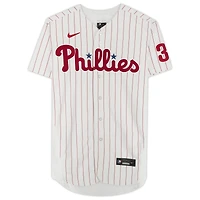 Maillot Nike authentique autographié par Bryce Harper White des Philadelphia Phillies