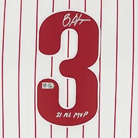 Maillot réplique Nike autographié par Bryce Harper White des Philadelphia Phillies avec l'inscription « 21 NL MVP »