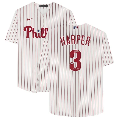 Maillot réplique Nike autographié par Bryce Harper White des Philadelphia Phillies avec l'inscription « 21 NL MVP »