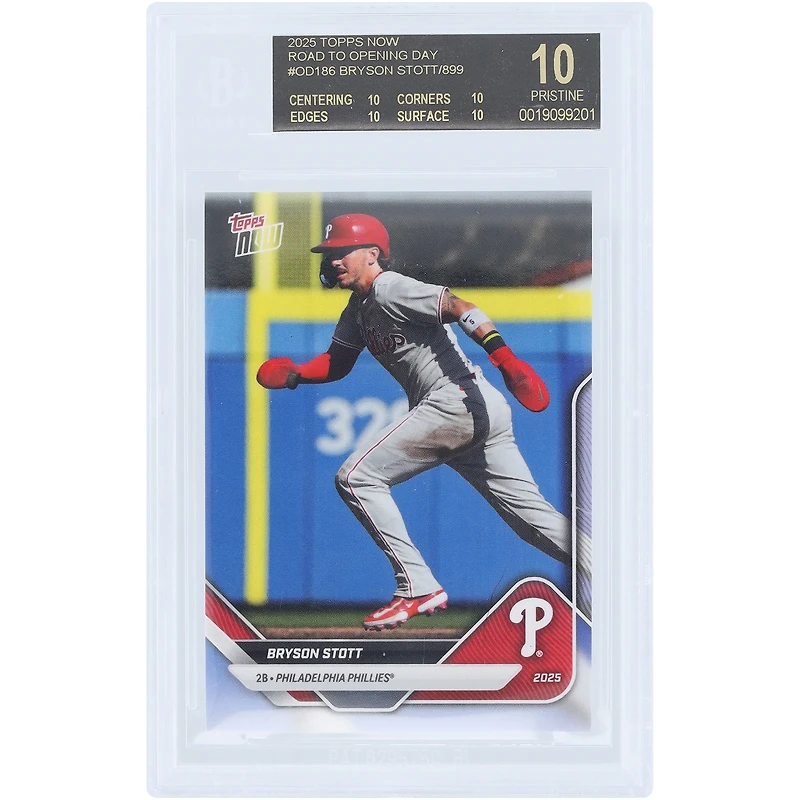 Bryson Stott Philadelphia Phillies 2025 Topps Now Road to Opening Day Black Label #OD-186 BGS Authenticated 10 Card - 10,10,10,10 Subgrades