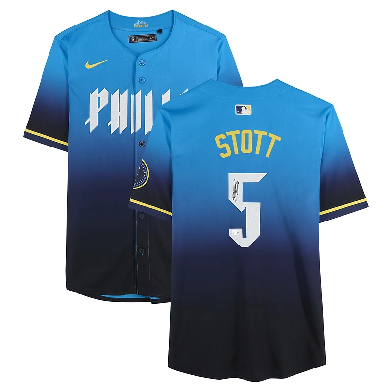 Maillot City Connect Limited bleu clair autographié par Bryson Stott des Phillies de Philadelphie
