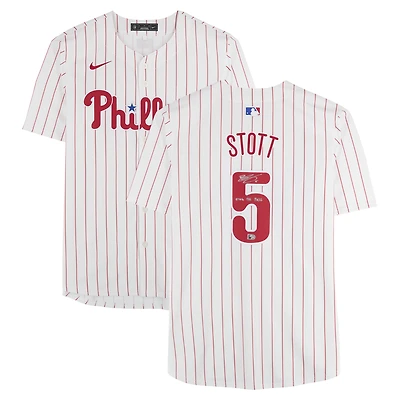 Maillot blanc Nike Limited autographié par Bryson Stott des Phillies de Philadelphie, inscription « Sing The Bell ».