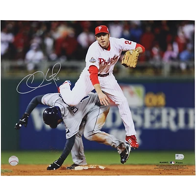 Chase Utley Philadelphia Phillies Autographed 16" x 20" Jump Throw Photograph
