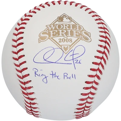 Chase Utley Philadelphia Phillies Autographed 2008 MLB World Series logo Baseball with "Ring the Bell" Inscription