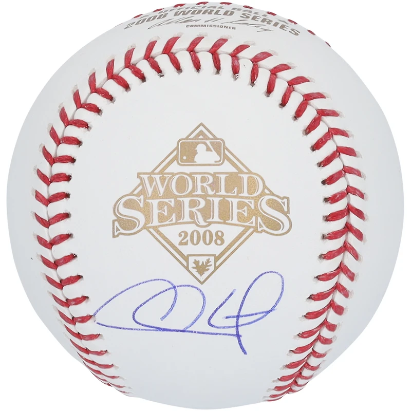 Chase Utley Philadelphia Phillies Autographed 2008 World Series Logo Baseball