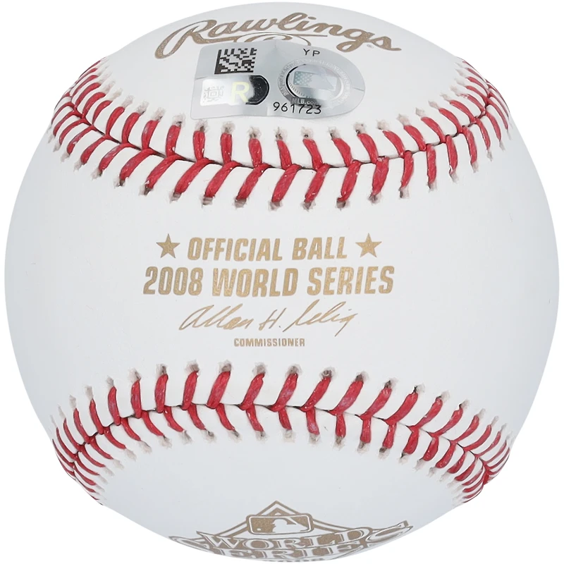 Chase Utley a autographié le logo de la Série mondiale 2008 des Phillies de Philadelphie