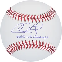 Balle de baseball autographiée par Chase Utley des Philadelphia Phillies avec l'inscription « 2008 WS Champs »