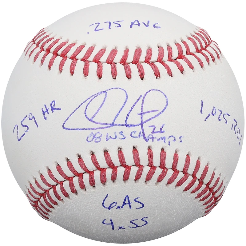 Chase Utley Philadelphia Phillies Autographed Baseball with Multiple Inscriptions