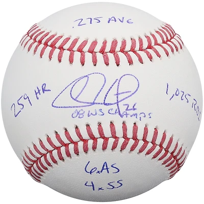 Chase Utley Philadelphia Phillies Autographed Baseball with Multiple Inscriptions