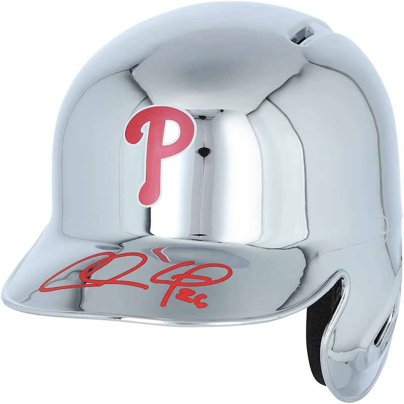 Casque de frappeur chromé autographié par Chase Utley des Phillies de Philadelphie