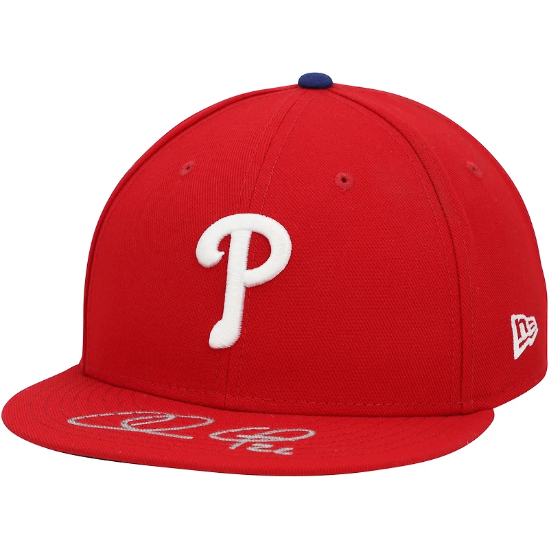 Casquette de baseball New Era dédicacée par Chase Utley des Phillies de Philadelphie