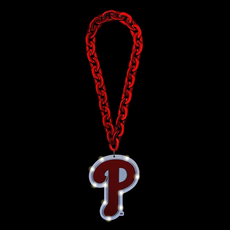 Chaîne de fans illuminée avec un grand logo des Phillies de Philadelphie