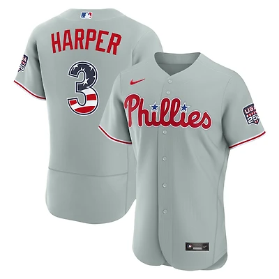 Fourth of July Men's Philadelphia Phillies Bryce Harper Nike Gray USA 250 Authentic Jersey