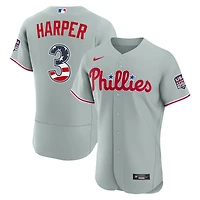 Fourth of July Men's Philadelphia Phillies Bryce Harper Nike Gray USA 250 Authentic Jersey