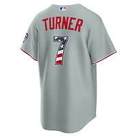 Fourth of July Men's Philadelphia Phillies Trea Turner Nike Gray USA 250 Stadium Jersey