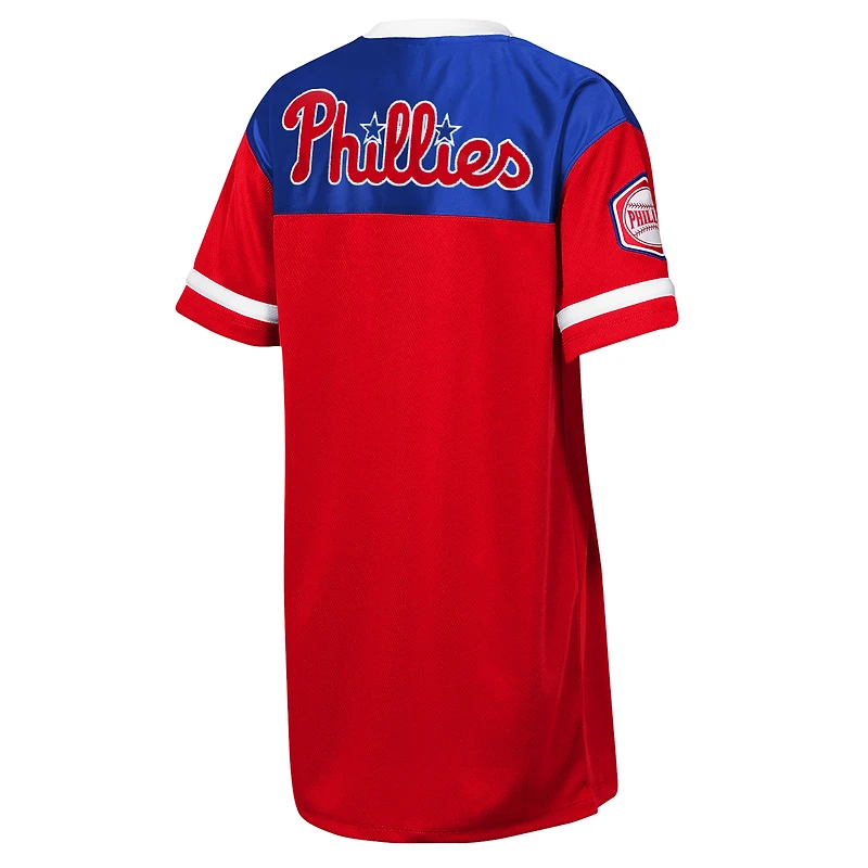 Girls Youth Outerstuff Red Philadelphia Phillies Big League Cheer V-Neck T-Shirt Dress