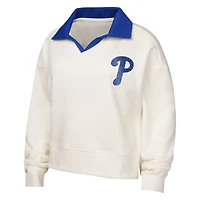 Sweat-shirt à col en V blanc pour jeunes filles Philadelphia Phillies Ballpark Hit
