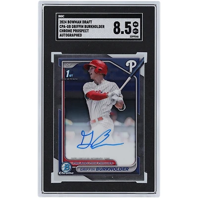 Griffin Burkholder Philadelphia Phillies Autographié 2024 Bowman Draft 1er Bowman Chrome Prospect #CPA-GB SGC Authentifié 8.5 Carte