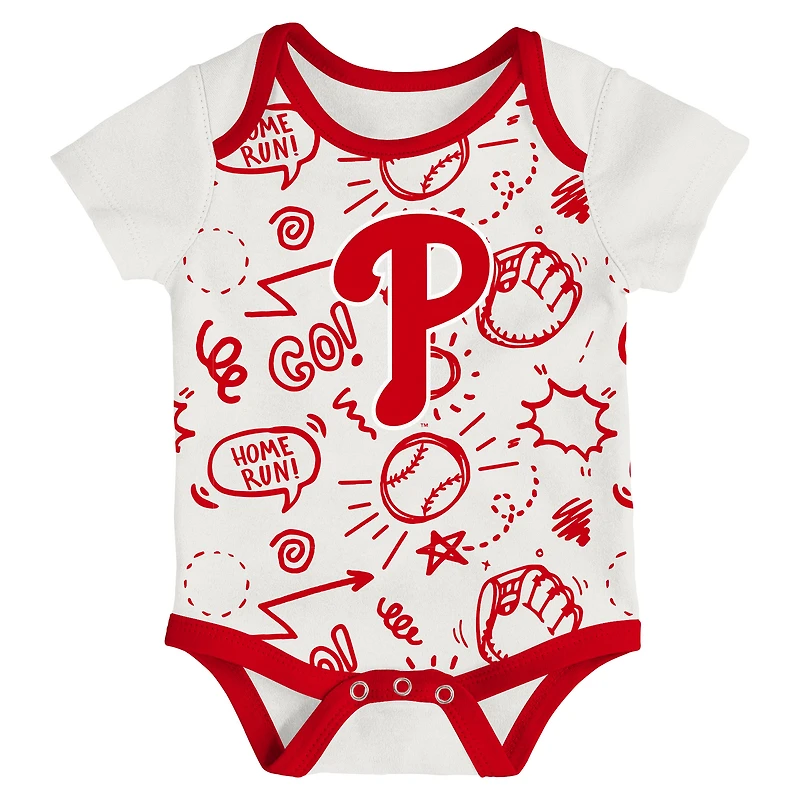 Infant Outerstuff Philadelphia Phillies All Day Play Three-Piece Bodysuit Set