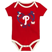 Infant Outerstuff  Philadelphia Phillies Home Team 3-Pack Bodysuit Set