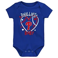 Ensemble de trois bodies pour bébé Philadelphia Phillies Slide Home