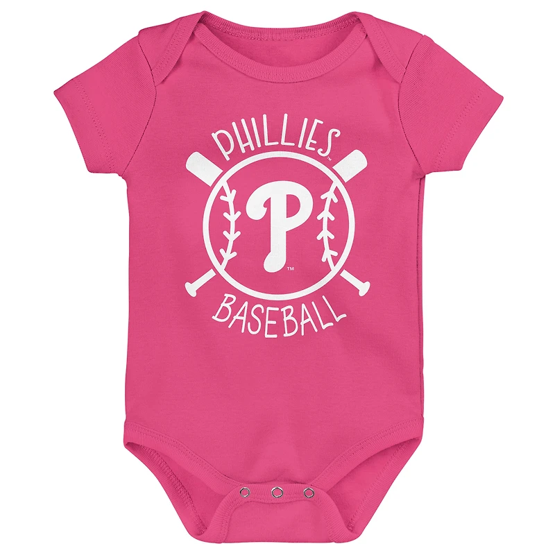Ensemble de trois bodies pour bébé Philadelphia Phillies Slide Home