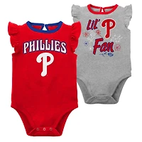 Lot de deux cache-couches Little Fan des Phillies Philadelphie rouge/gris chiné pour bébé