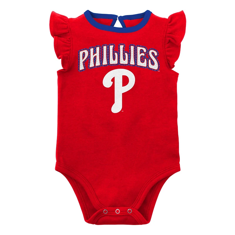 Lot de deux cache-couches Little Fan des Phillies Philadelphie rouge/gris chiné pour bébé