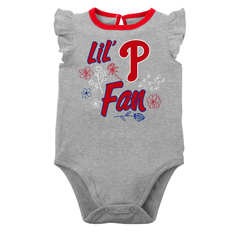 Lot de deux cache-couches Little Fan des Phillies Philadelphie rouge/gris chiné pour bébé