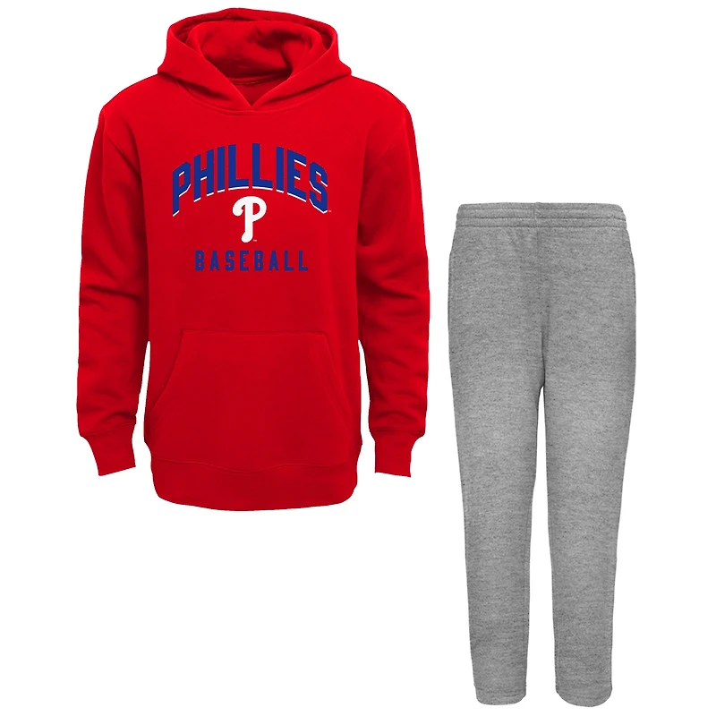 Ensemble sweat à capuche et pantalon Play by des Phillies de Philadelphie rouge/gris chiné pour bébé