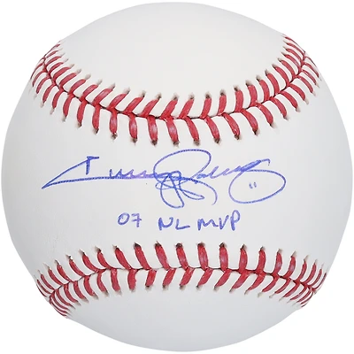 Balle de baseball autographiée par Jimmy Rollins des Phillies de Philadelphie avec l'inscription « 07 NL MVP »