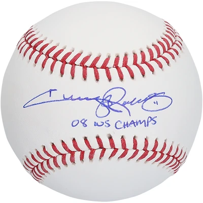 Balle de baseball autographiée par Jimmy Rollins des Phillies de Philadelphie avec l'inscription « 08 WS Champs »