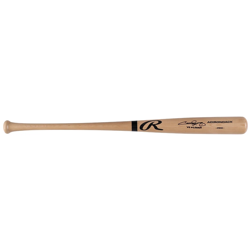Batte de baseball professionnelle Rawlings Blonde autographiée par Jimmy Rollins des Philadelphia Phillies avec l'inscription « 08 WS Champs »
