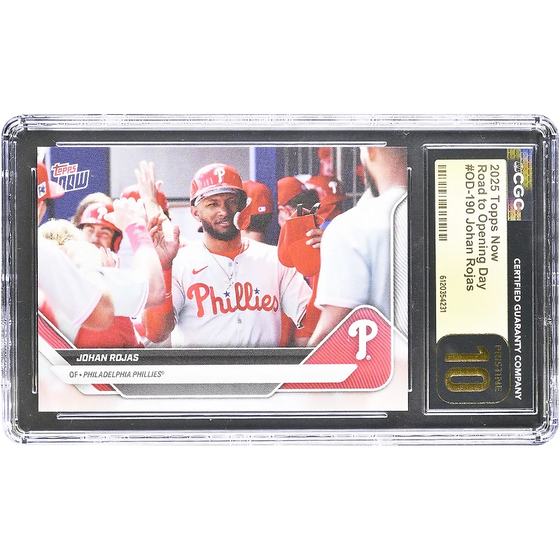 Carte Johan Rojas Philadelphia Phillies 2025 Topps Now Road to Opening Day #OD-190, authentifiée CGC, état PRISTINE 10