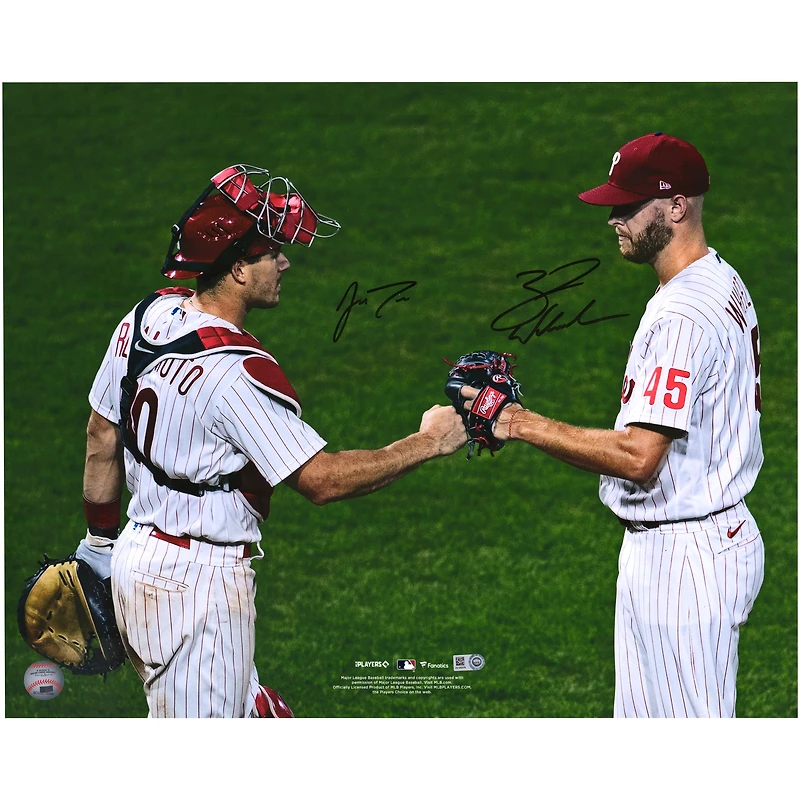 J.T. Realmuto & Zack Wheeler Philadelphia Phillies Autographed 16" x 20" Fist Bump Photograph