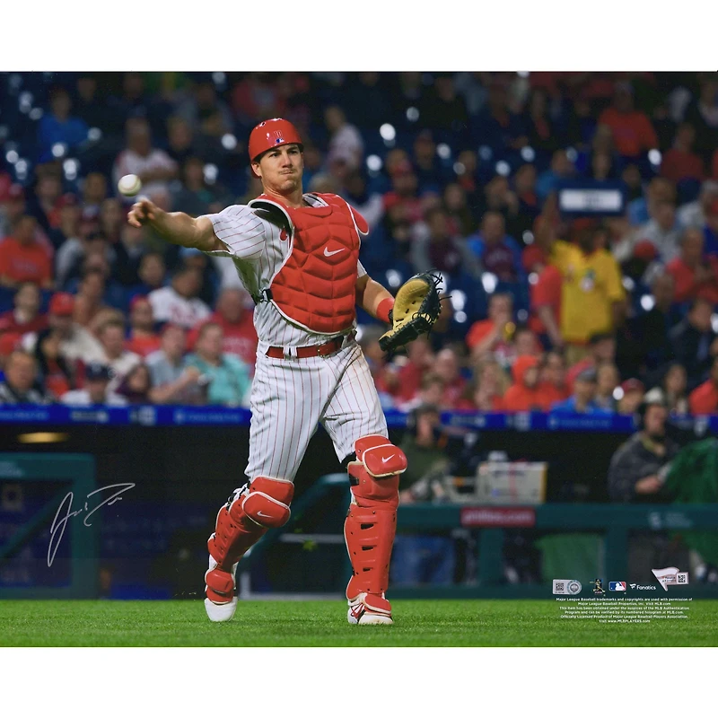 Photo de receveur autographiée de J.T. Realmuto, joueur des Phillies de Philadelphie (40,6 x 50,8 cm).