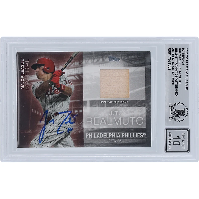 J.T. Realmuto Philadelphia Phillies Autographed 2020 Topps Major League Materials Bat Relic #MLM-JR Beckett Fanatics Witnessed Authenticated 10 Card