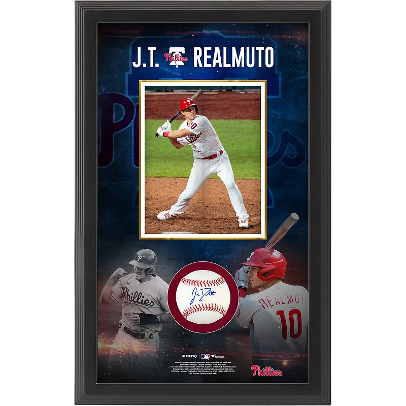 Boîte à ombre de baseball autographiée par J.T. Realmuto des Phillies de Philadelphie