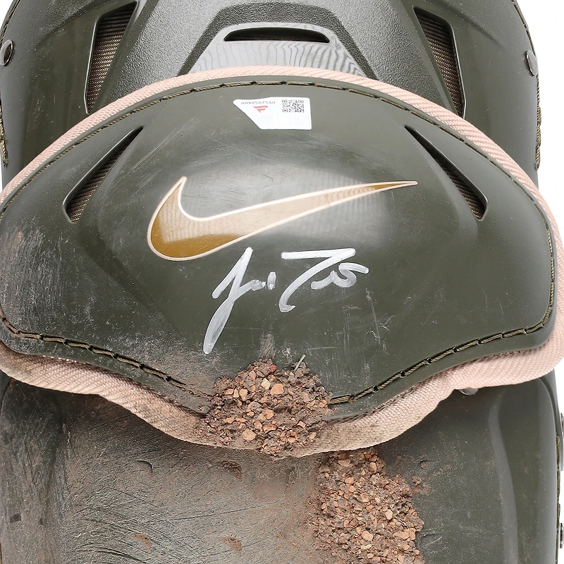 J.T. Realmuto Philadelphia Phillies Autographed Game-Used Green Nike Shin Guards vs. Washington Nationals on May 18, 2024 - Armed Forces Day