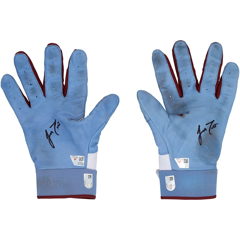 J.T. Realmuto Philadelphia Phillies Autographed Game-Used Light Blue Nike Batting Gloves from the 2025 MLB Season - NF70450505-06